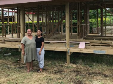 Tonga rebuild house recipient, tsunami, 'Eseta and daughter